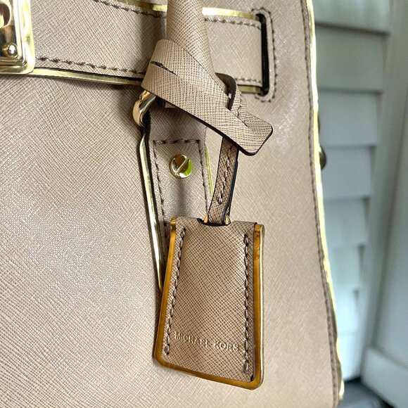 *GREAT CONDITION* Michael Kors Hamilton Saffiano Leather Medium Satchel in Khaki - Picture 6 of 14